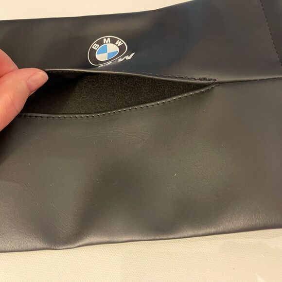 BMW Tissue Holder for Sun Visor or Back of Headrest Black Leather NWT - Picture 3 of 8